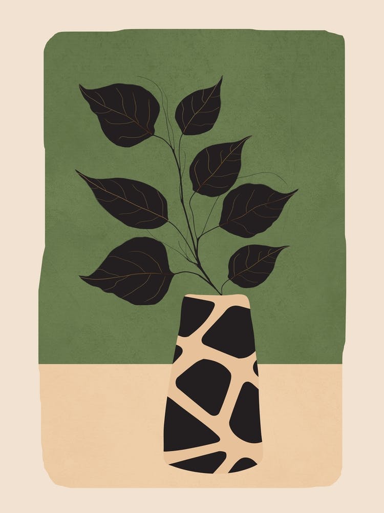 Modern Abstract Vase With Plant 2