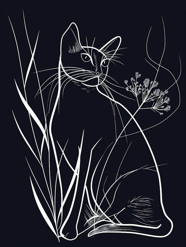 Siamese Cat Minimalist Illustration 2
