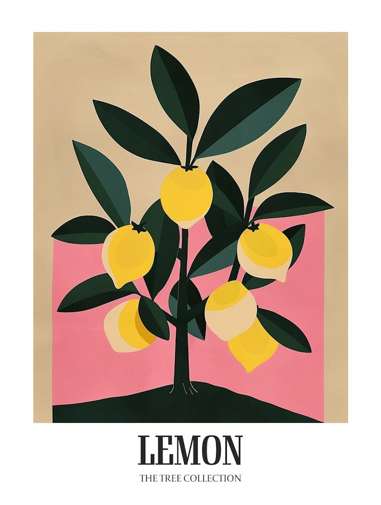 Lemon Tree Colourful Illustration 2 Poster
