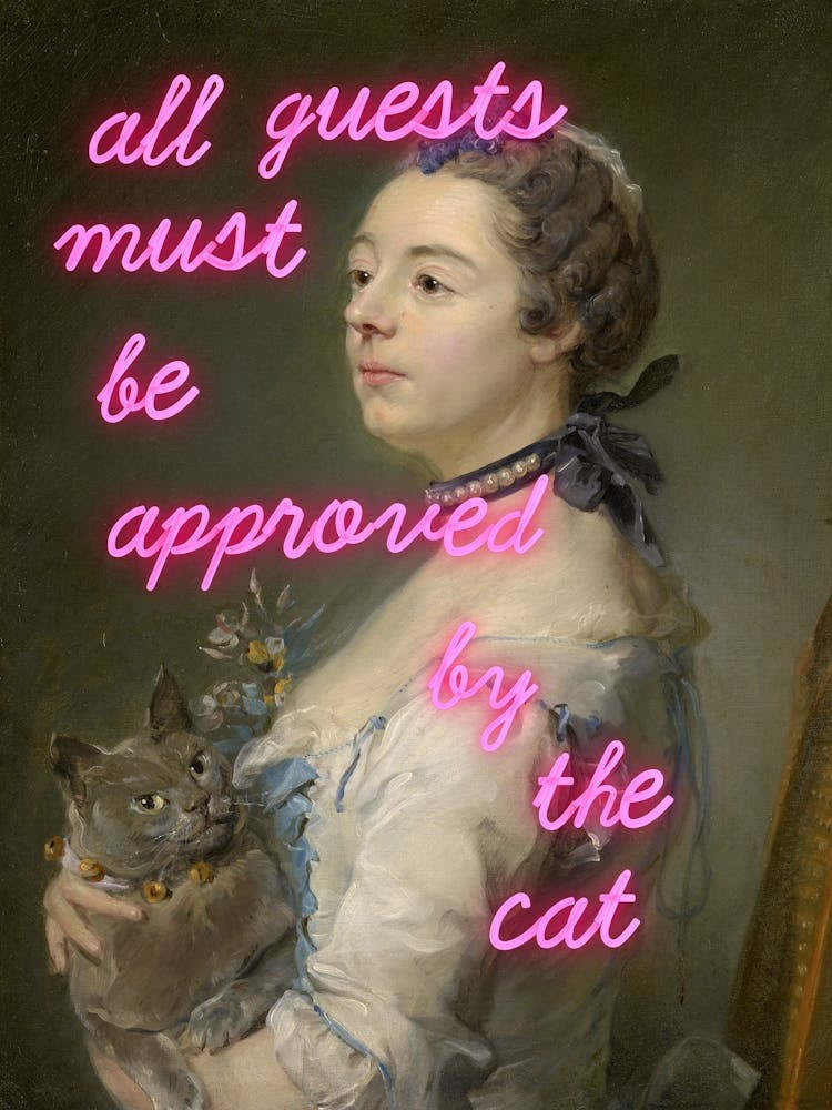All guests must be approved by the cat - Vintage art