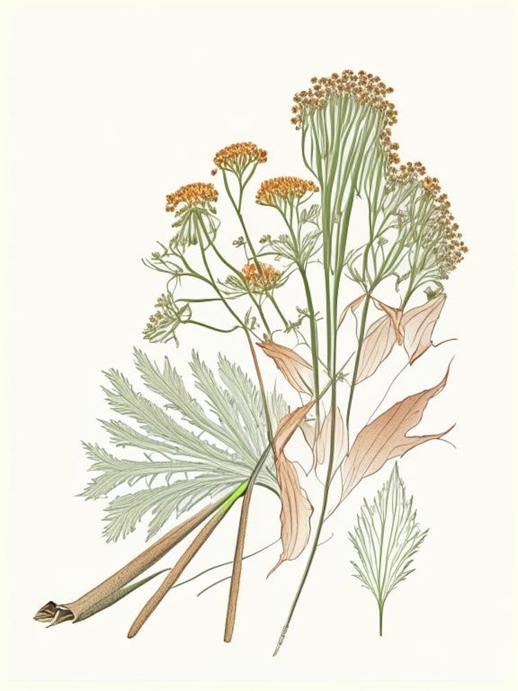 Angelica Root Spices And Herbs Pencil Illustration 2