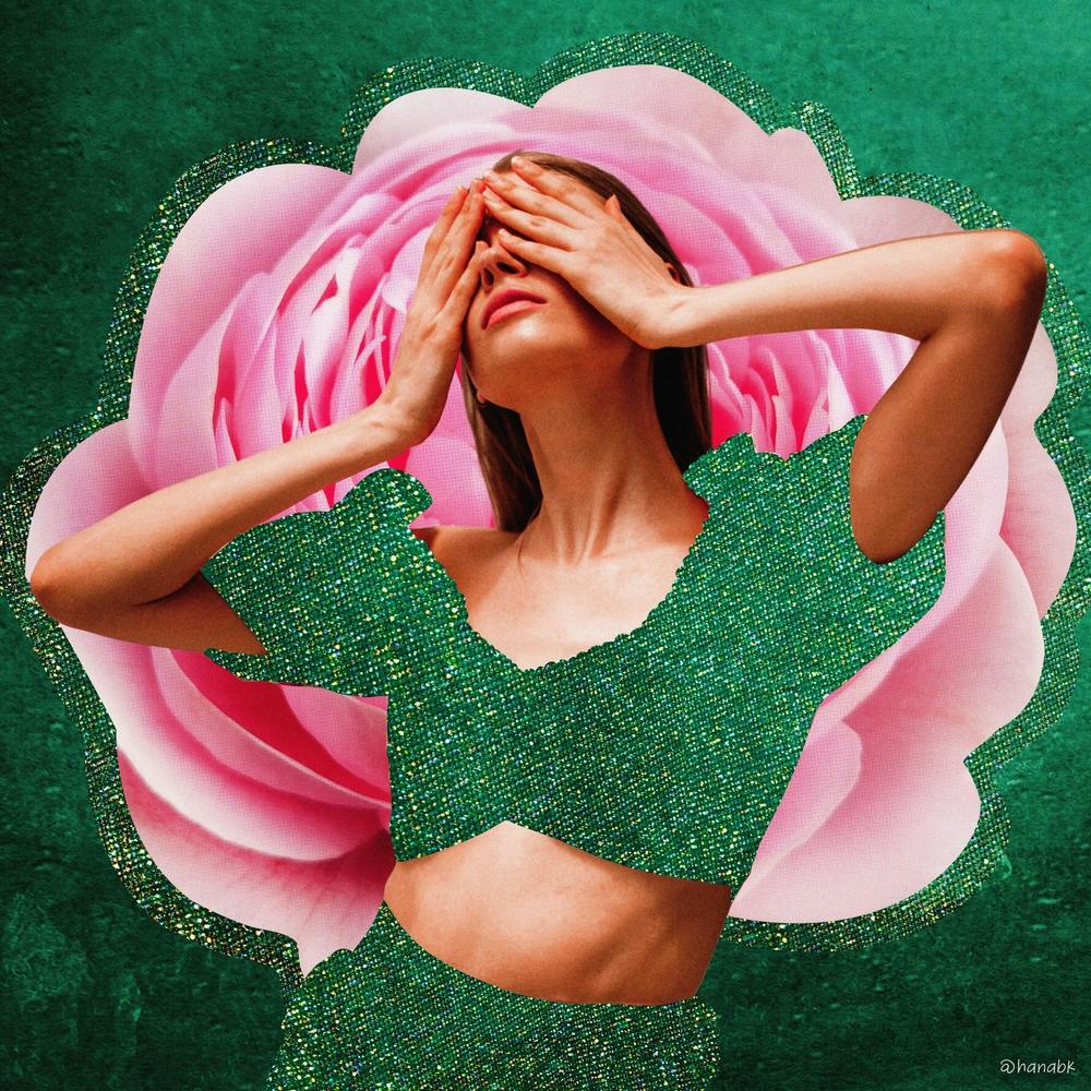 Emerald City Sparkle Collage Pink & Green Square