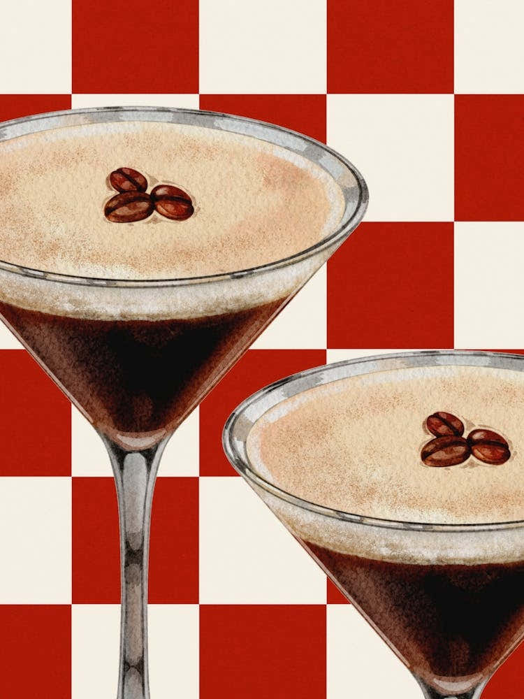 Espresso Martini Cocktail Print Retro Wall Art Funky Kitchen Decor