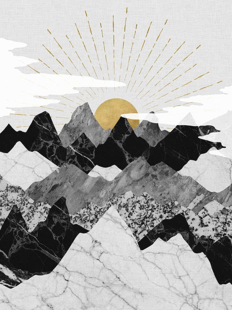 Moon Over Marble Peaks – Abstract Night Sky Art