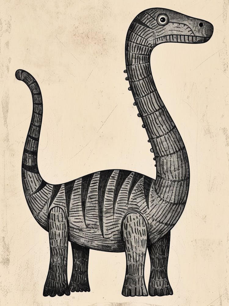 Compsognathus Dinosaur Black & Sepia Sketch