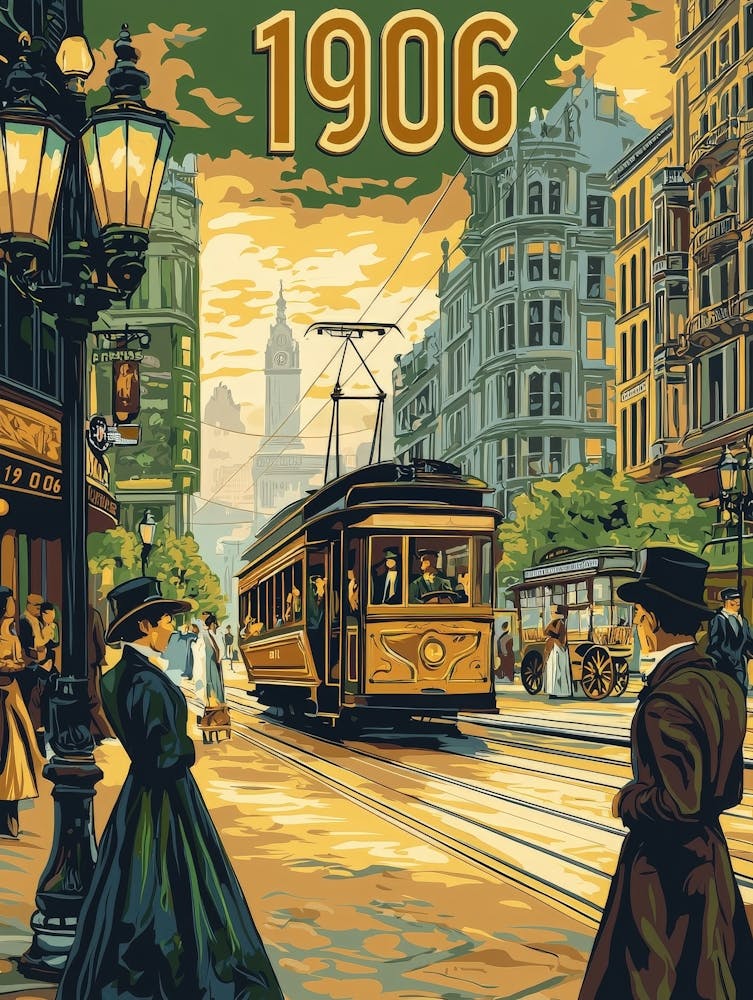 Aihrgdesign A Retro Travel Poster Of A Bustling 1906 City Str C0994953 4cd4 4c21 Abad Dde013b2f81c 2