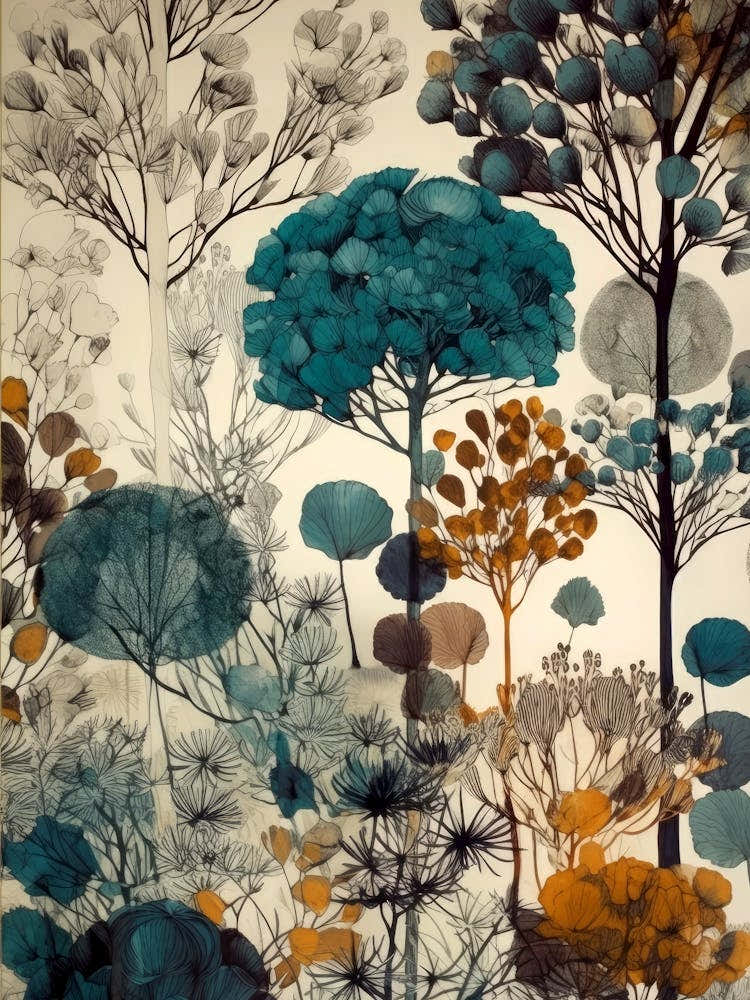 Forest nature botanical art