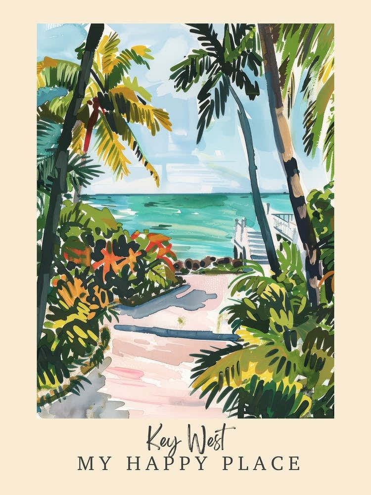 My Happy Place Key West 4 Travel Poster