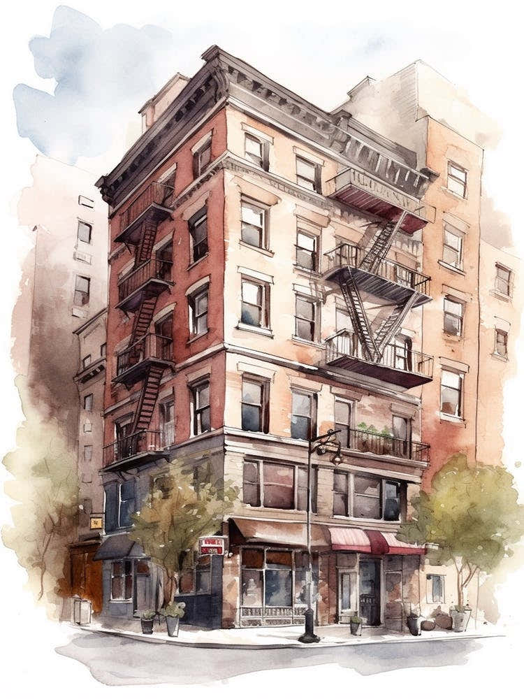 Tribeca New York City Neighborhood, Watercolour 4