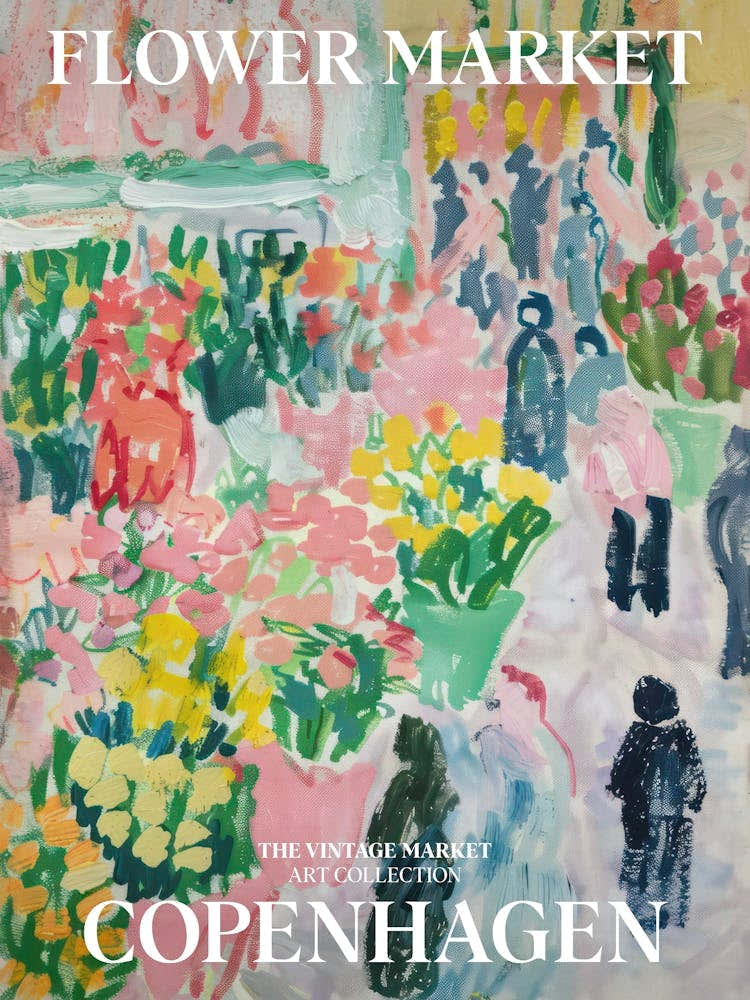 Vintage Flower Market Painting Copenhagen