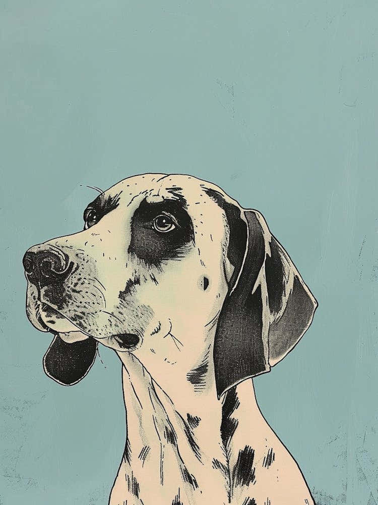 Pastel Hound Dog Pastel Line Illustration  3
