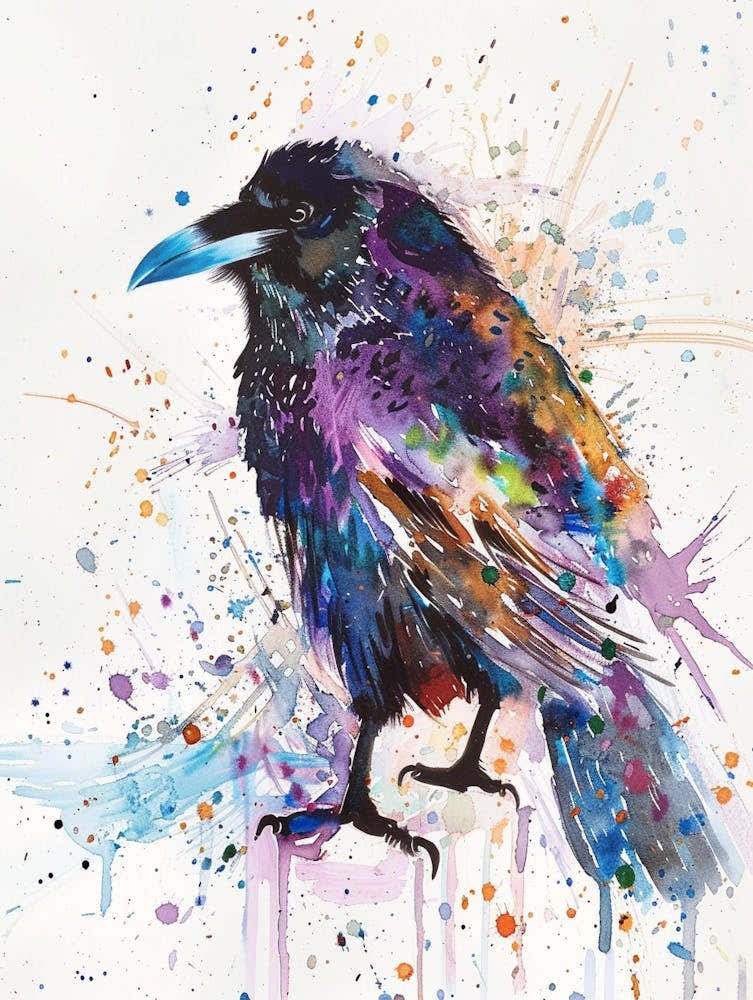 Crow Colourful Watercolour 2