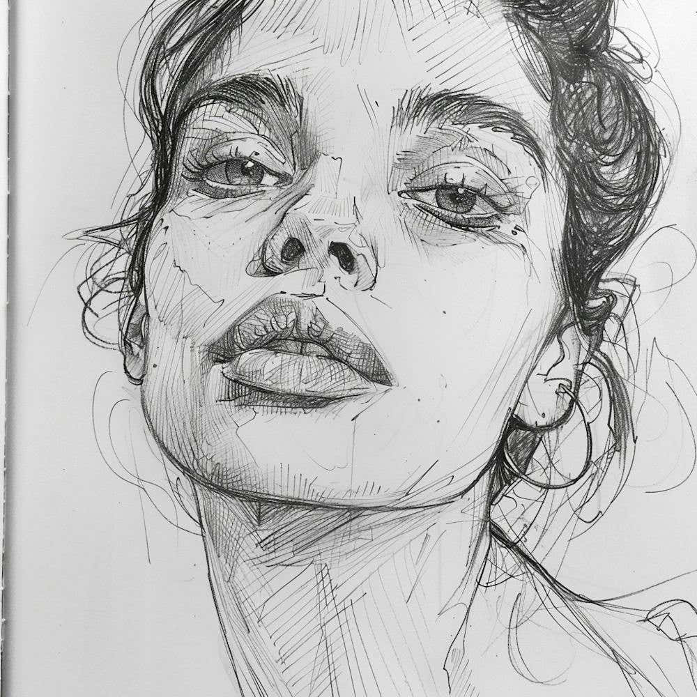 Portrait Of A Woman Hand Drawn Sketch