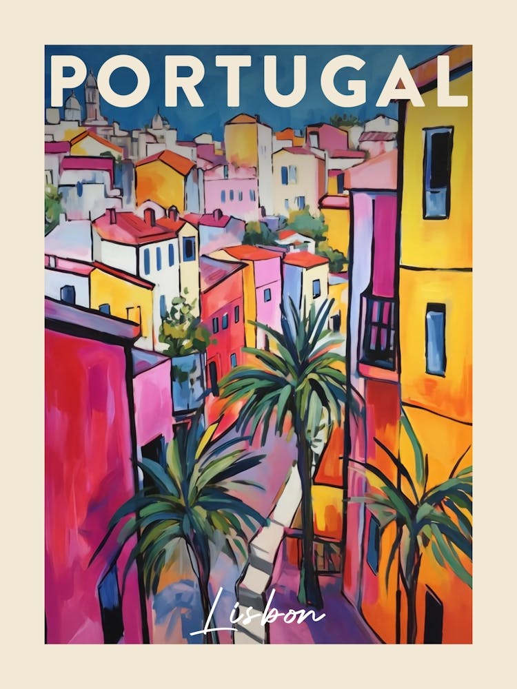 Lisbon Portugal 7 Fauvist Painting  Travel Poster