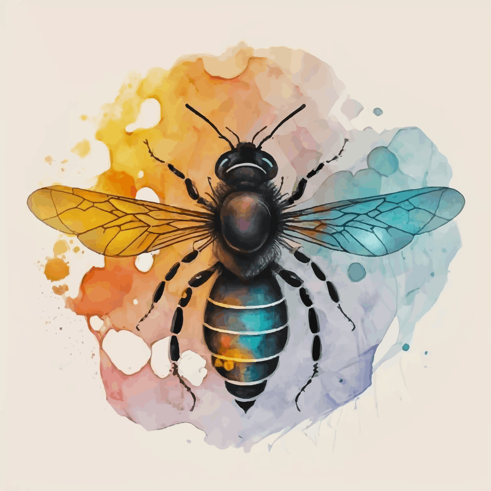 Bee Watercolor Painting, Flight of the Bee