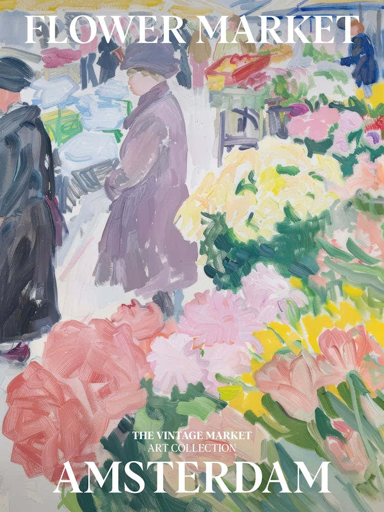 Vintage Flower Market Painting Amsterdam