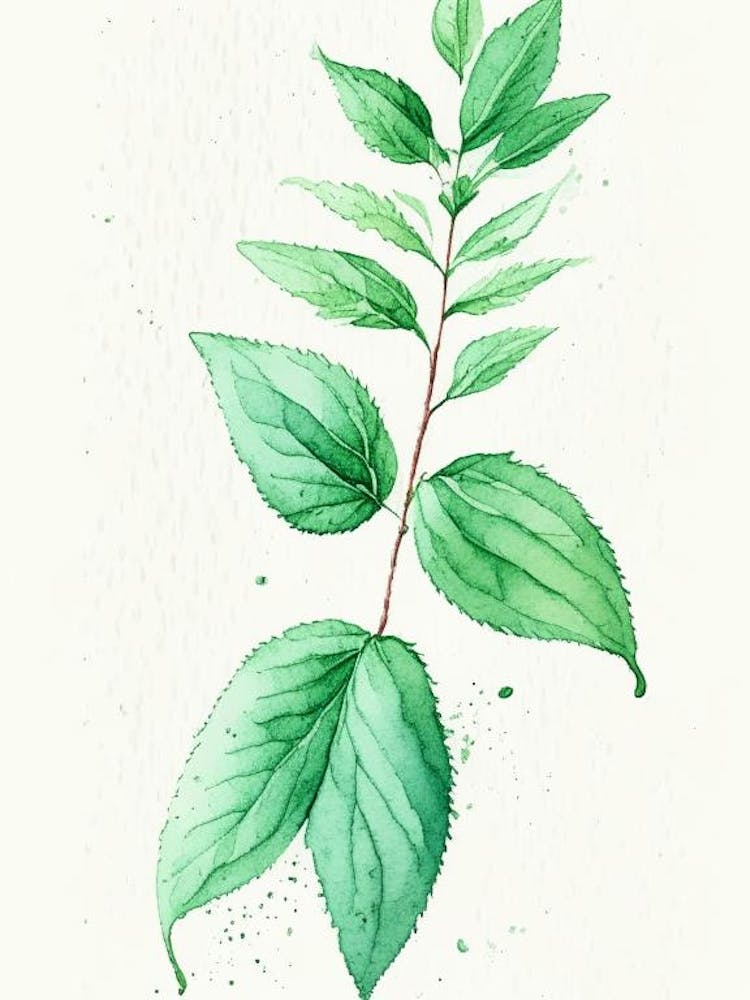 Spearmint Herb Minimalist Watercolour 1