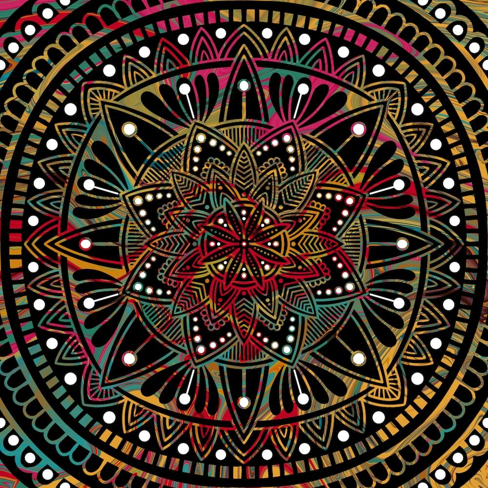 Tie dye Mandala - warm colours