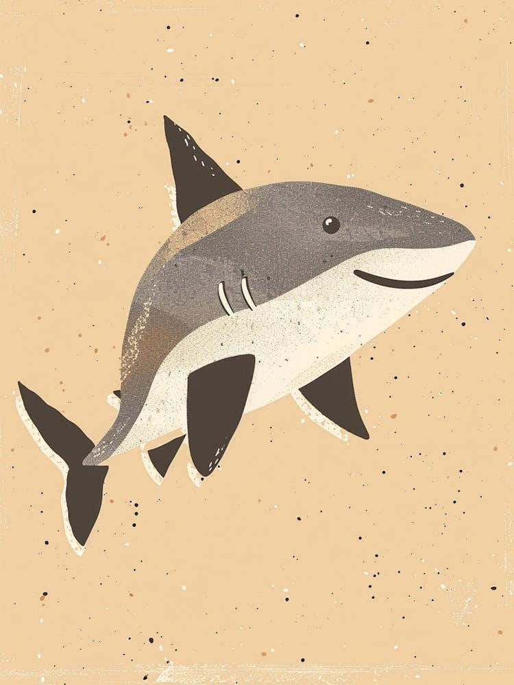 Storybook Style Shark Muted Pastels 1
