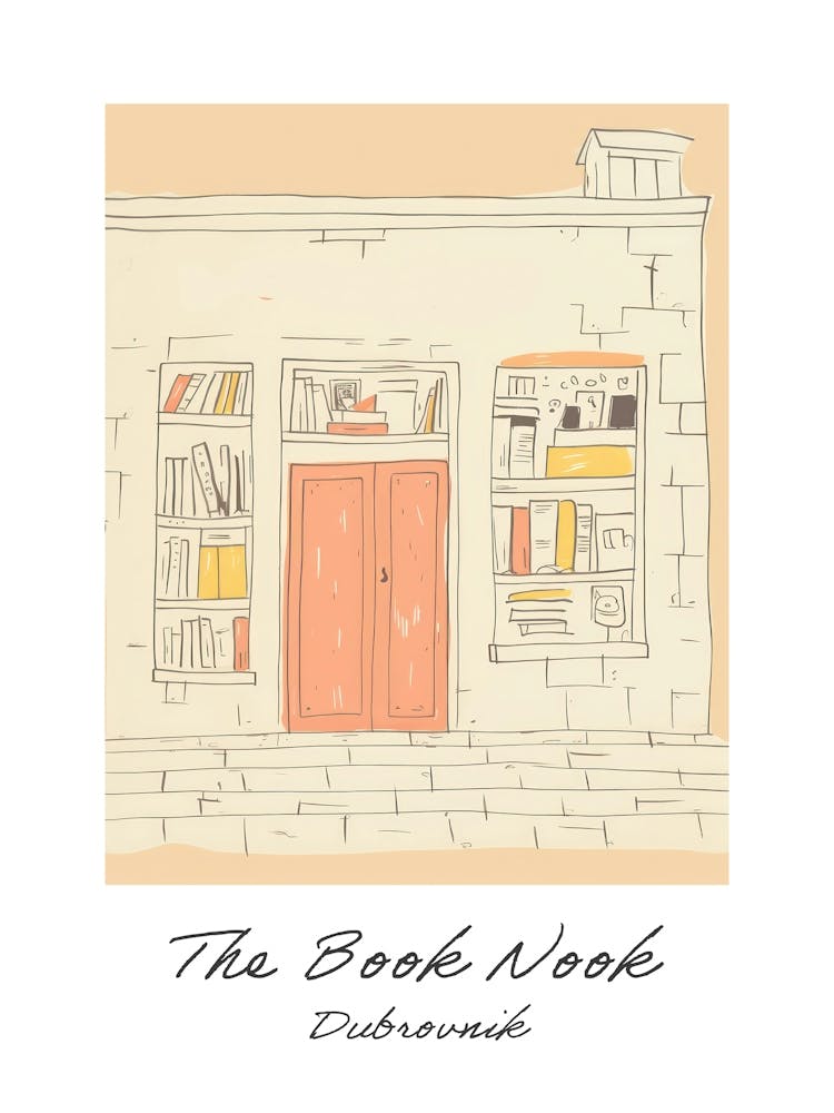 Dubrovnik The Book Nook Pastel Colours 2 Poster