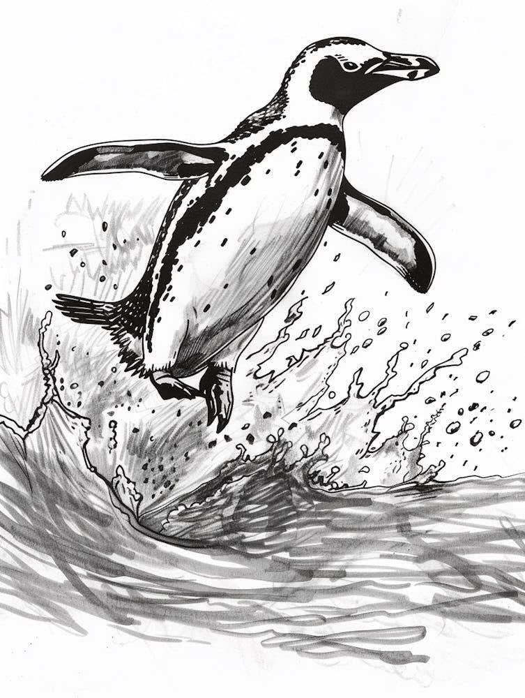 King Penguin Jumping Out Of Water 2