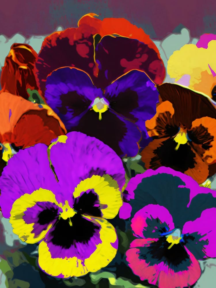 Pansies Pop Art Andy Warhol Style