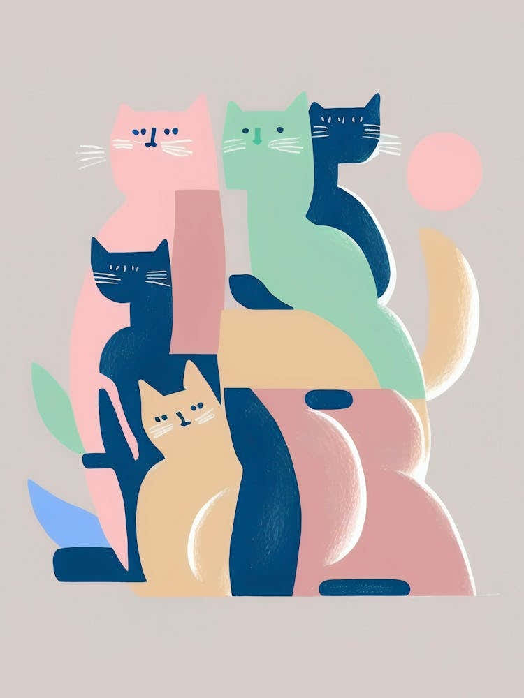 Stack Of Cats Matisse Style