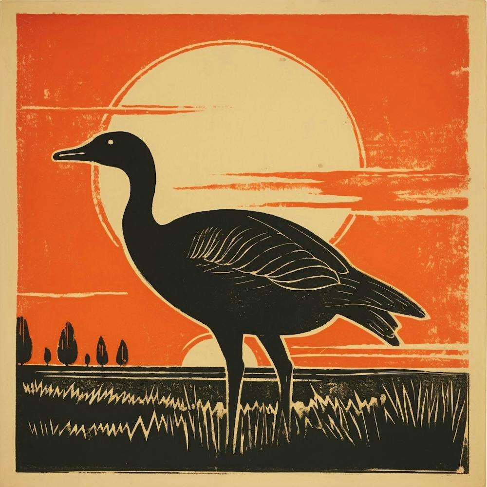Retro Bird Lithograph Canada Goose 2
