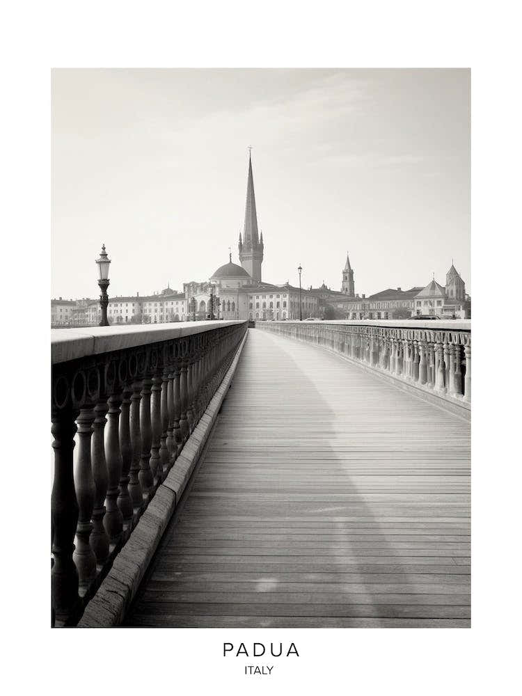 Poster Of Padua, Italy, Black And White Analogue Photography 3