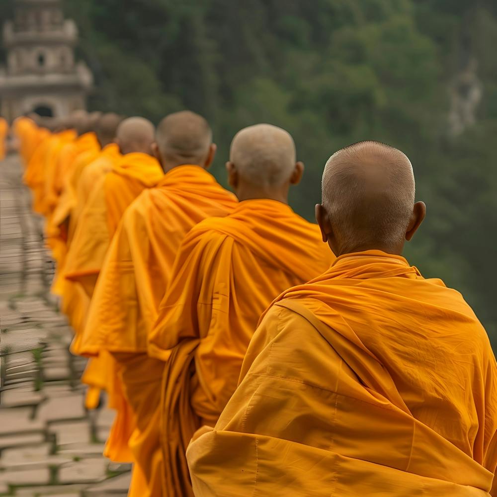 Monks On A Bridge