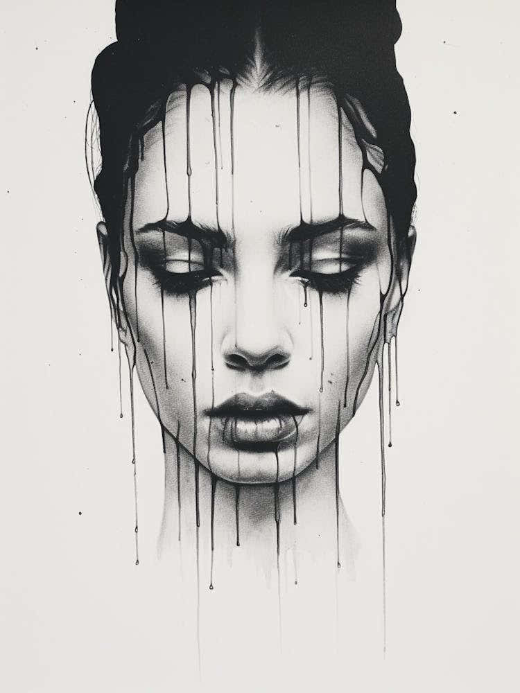 Paint Drip Detailed Line Face