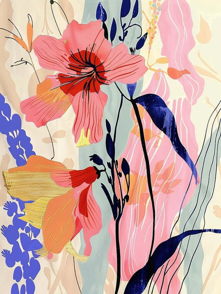 Colourful Flower Illustration Larkspur 4