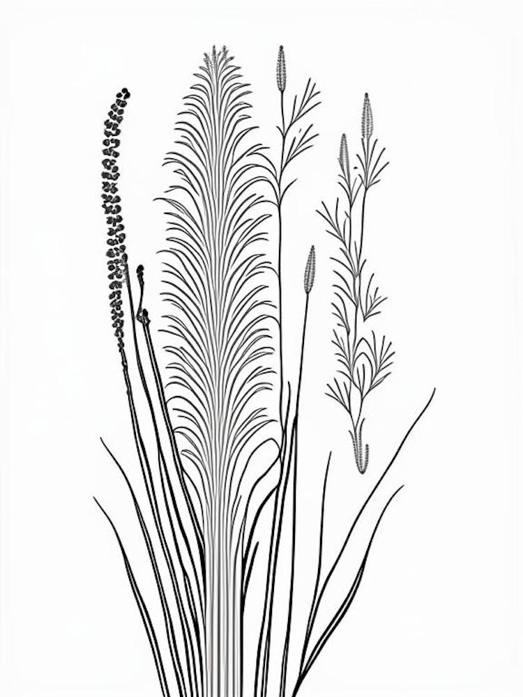 Horsetail Herb William Morris Inspired Line Drawing 1