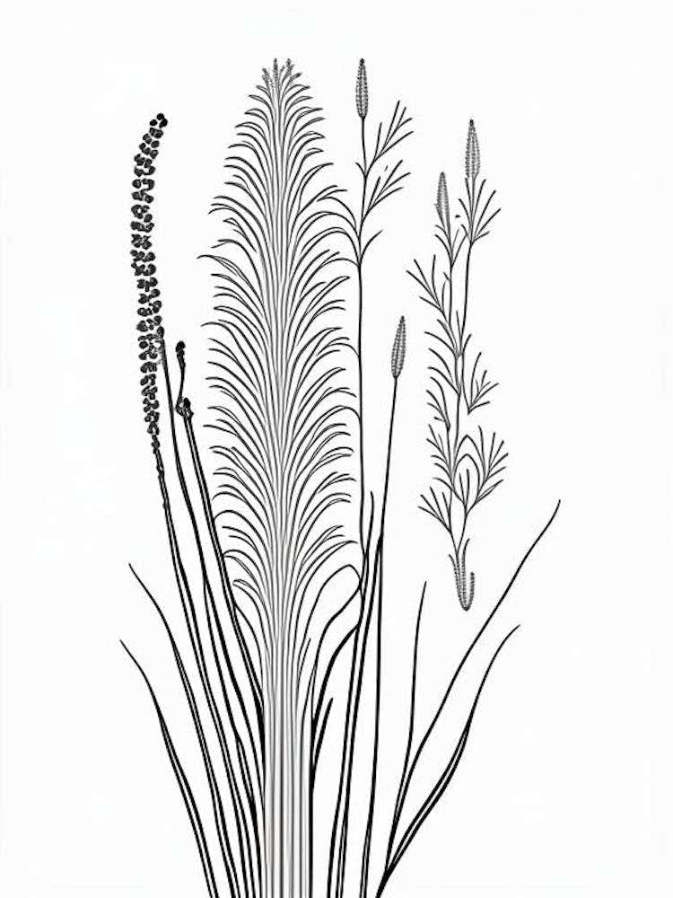 Horsetail Herb William Morris Inspired Line Drawing 1