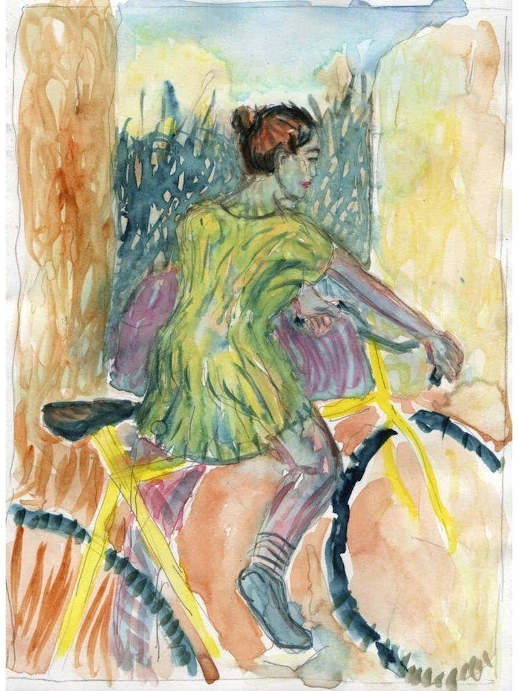 Girl On Yellow Bike