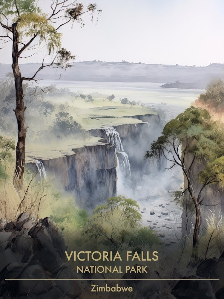 Victoria Falls National Park Zimbabwe Watercolour 1