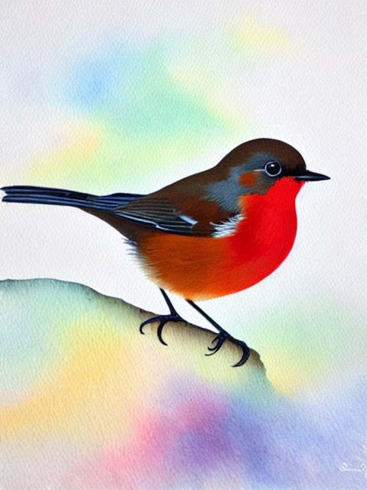 Robin 2 Watercolour Bird