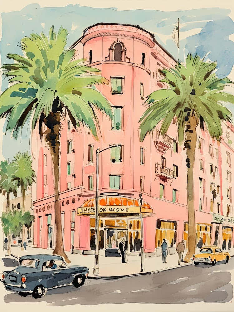 The Beverly Wilshire Beverly Hills   Beverly Hills, California   Resort Storybook Illustration 2