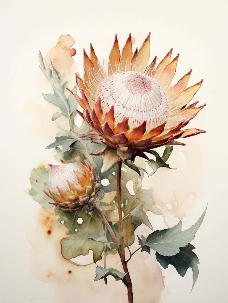 Pressed Flower Botanical Art Protea 1