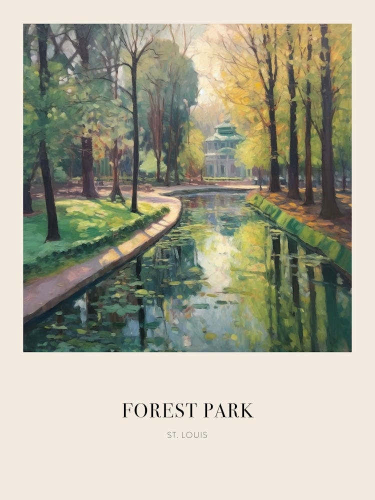 Forest Park St Louis United States Vintage Cezanne Inspired Poster
