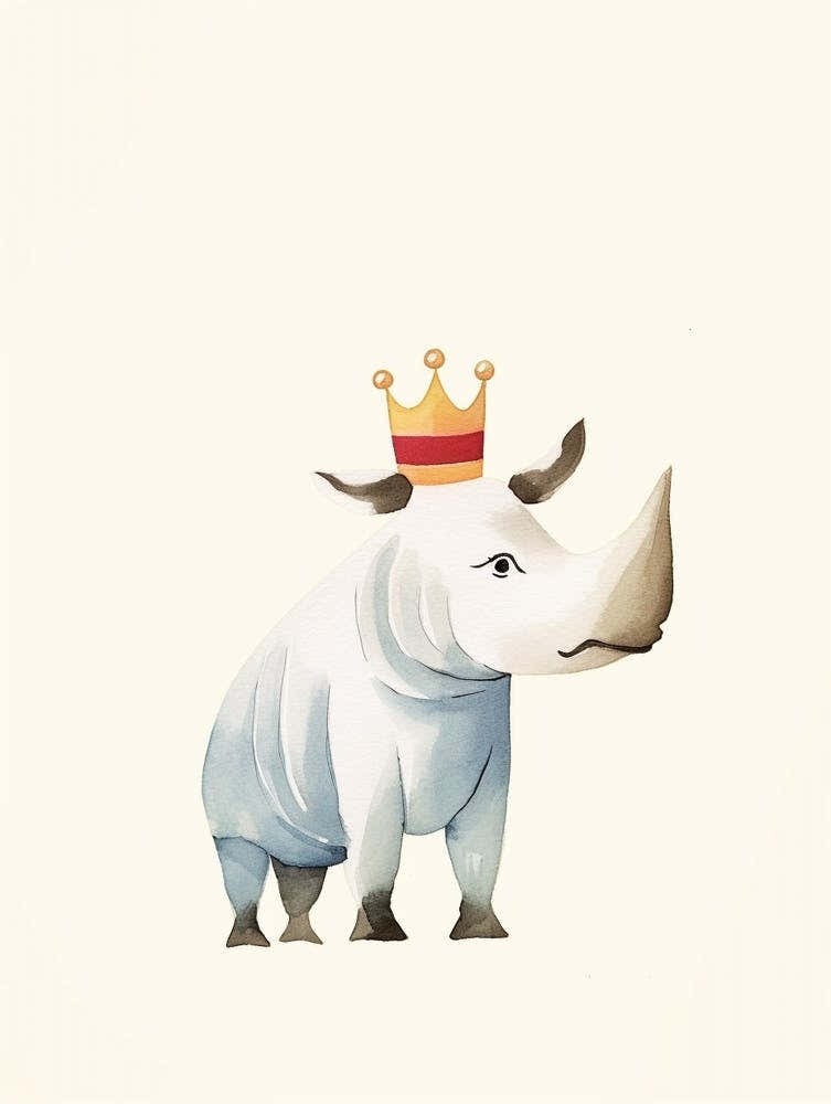 Little Rhinoceros 3 Wearing A Crown