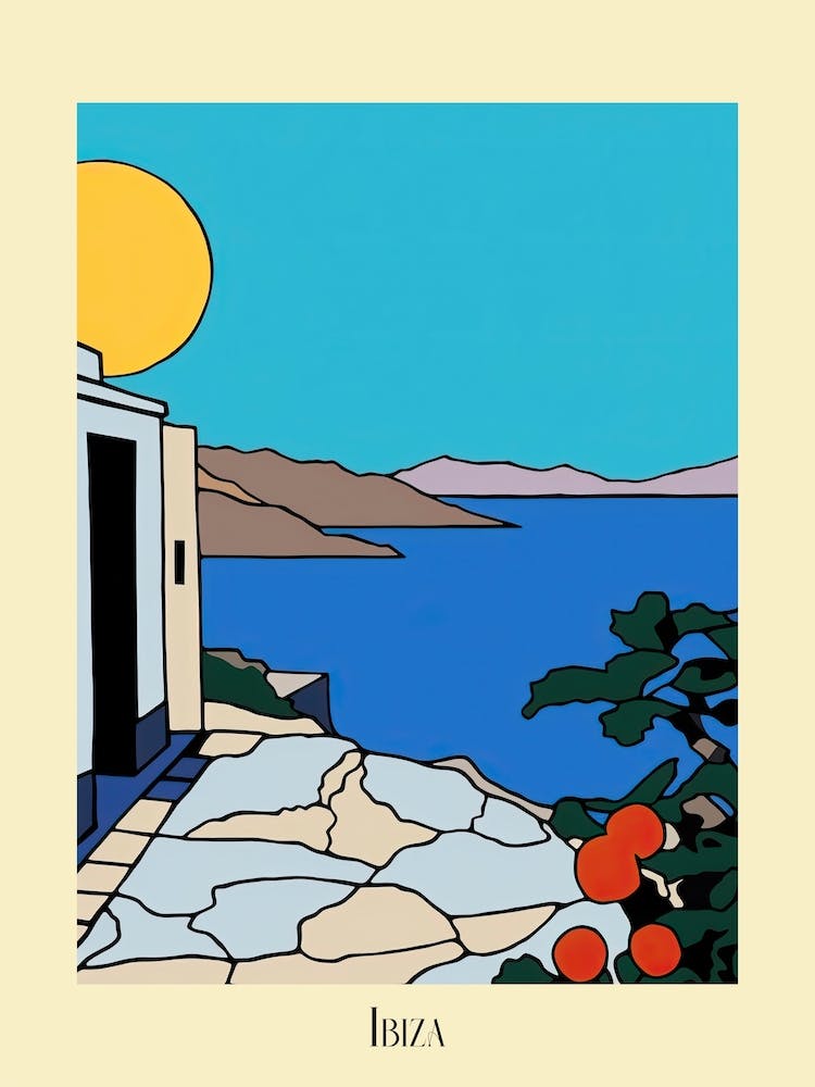 Poster Of Minimal Design Style Of Ibiza, Spain 3
