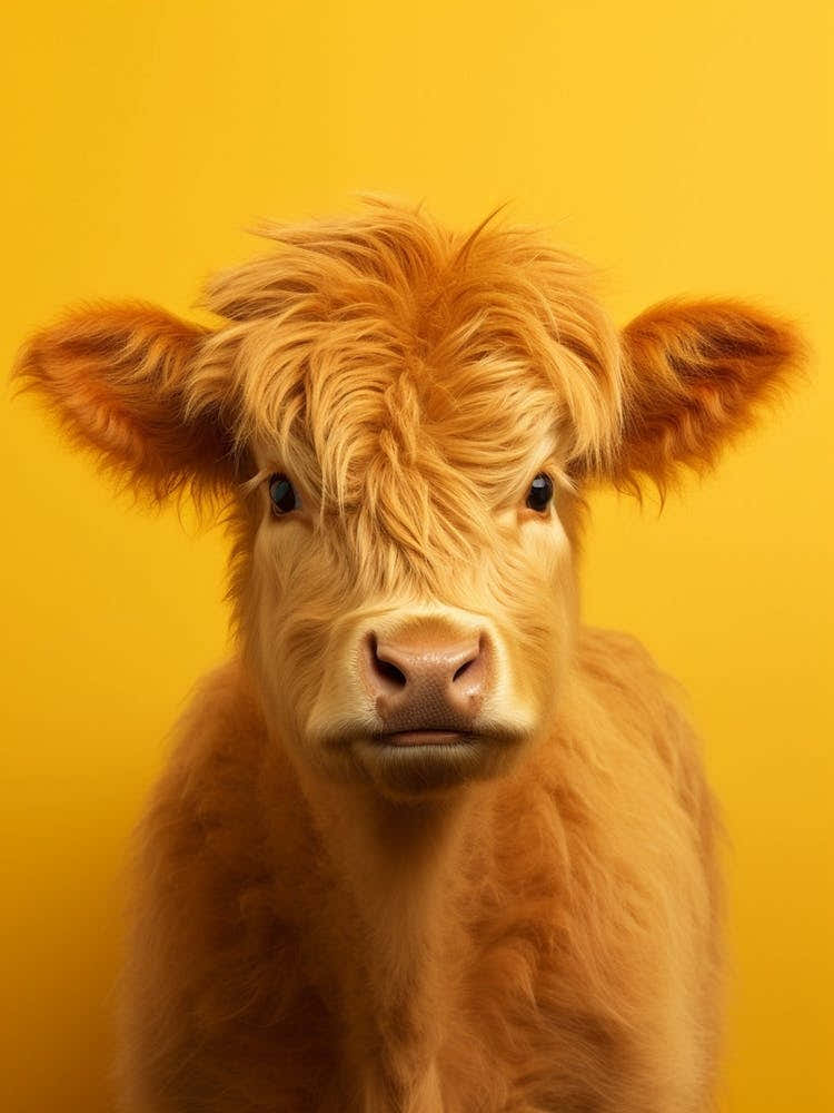 Yellow Photography Portrait Of Baby Highland Cow 4