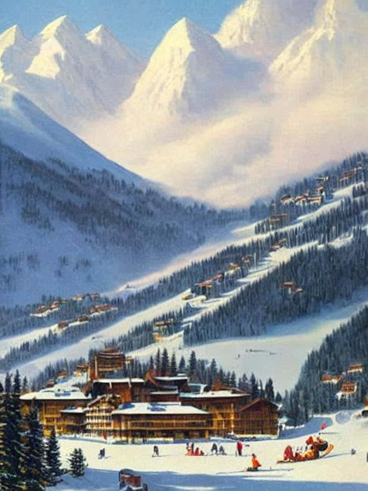 Méribel, France Ski Resort Vintage Landscape 1 Skiing Poster