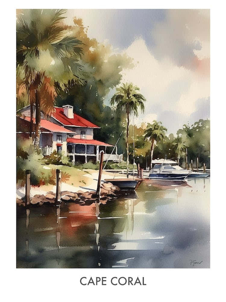 Cape Coral Watercolor 1 Travel Poster