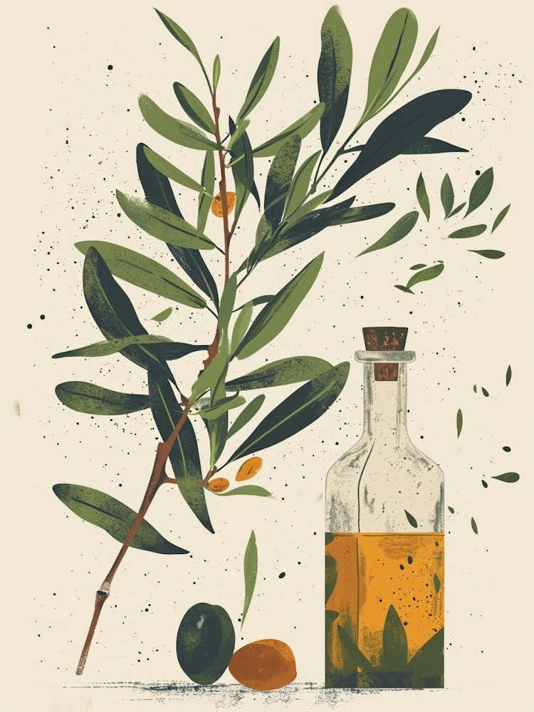 Olive Branch Olive Oil Illustration 3