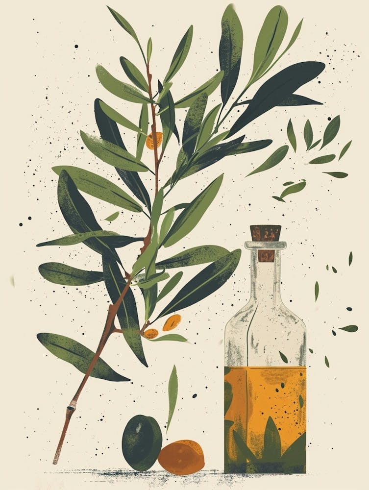 Olive Branch Olive Oil Illustration 3