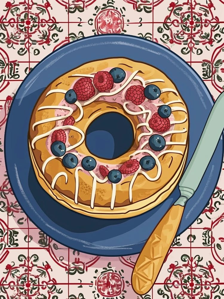 Dessert With Berries Tile Background