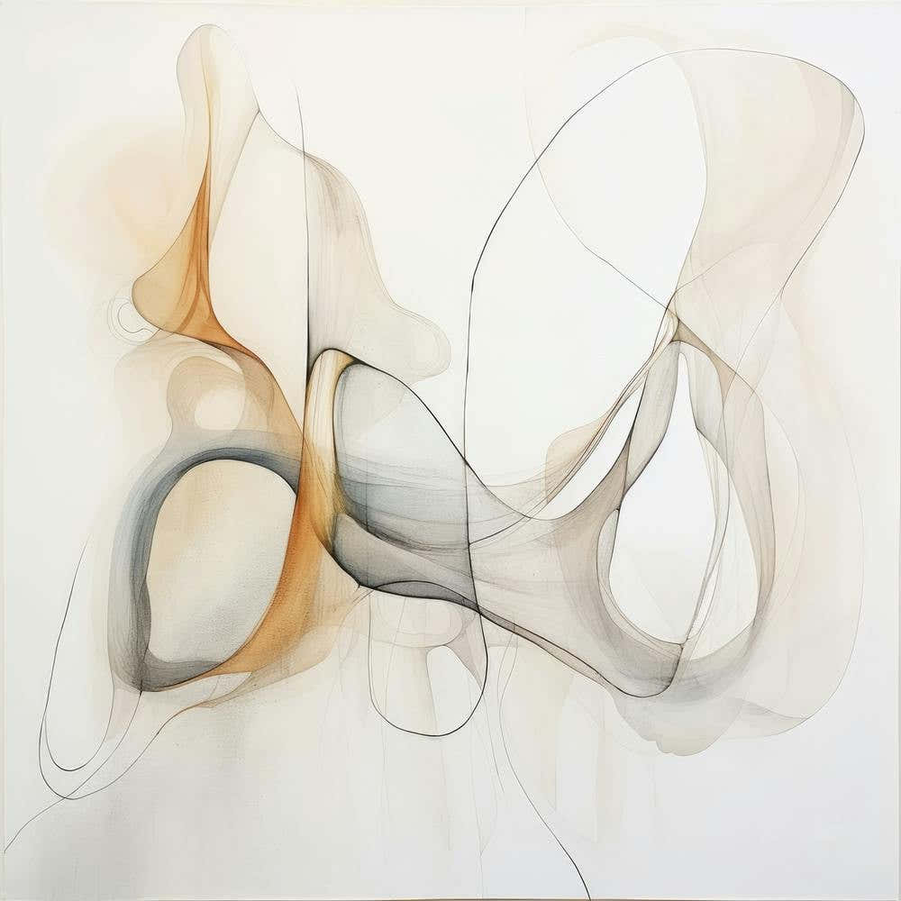 Abstract Organic Minimalist Gray Brown Splash In Muted Colors 4