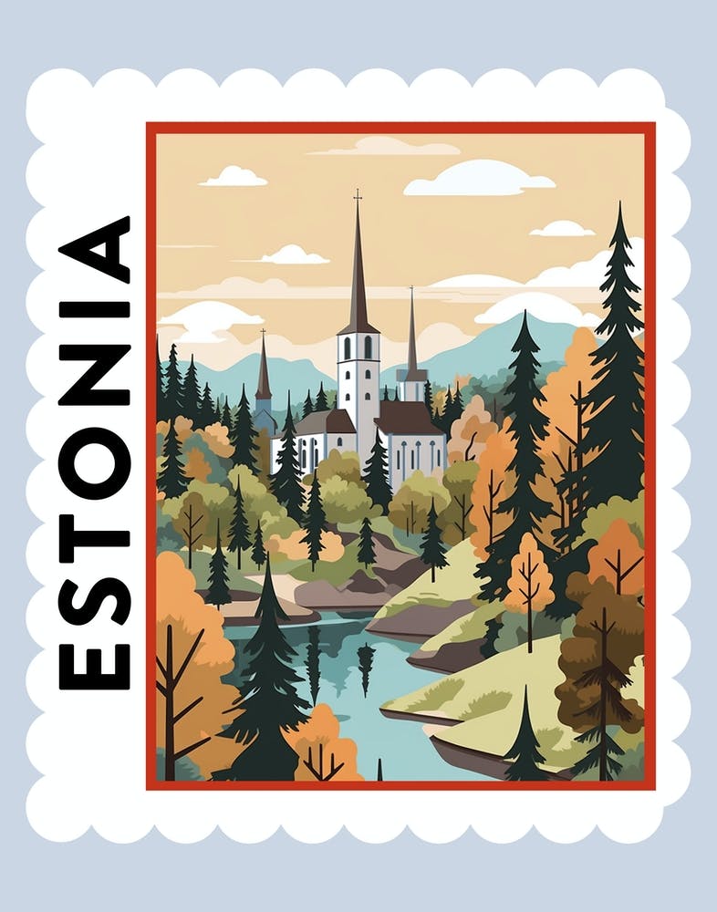 Estonia Travel Stamp Poster